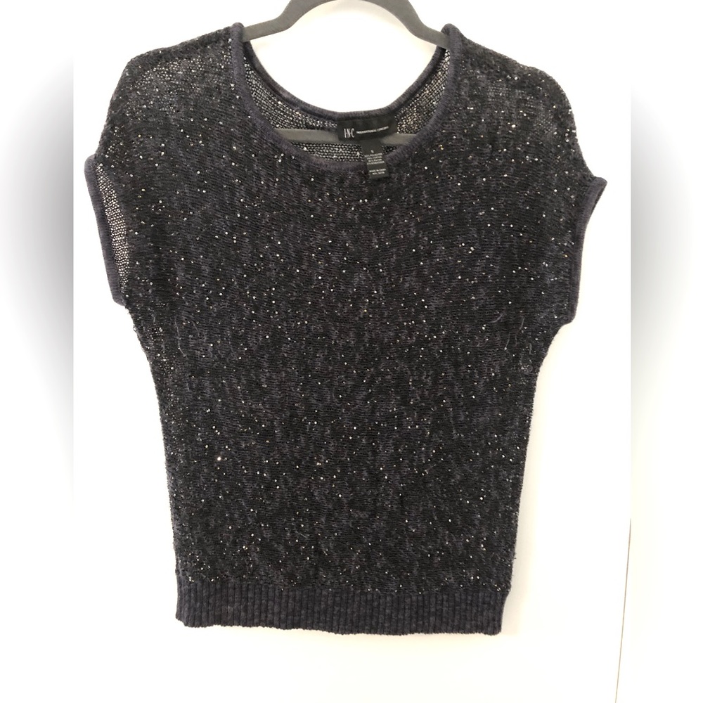 INC Navy blue, short sleeved sweater. Sz S